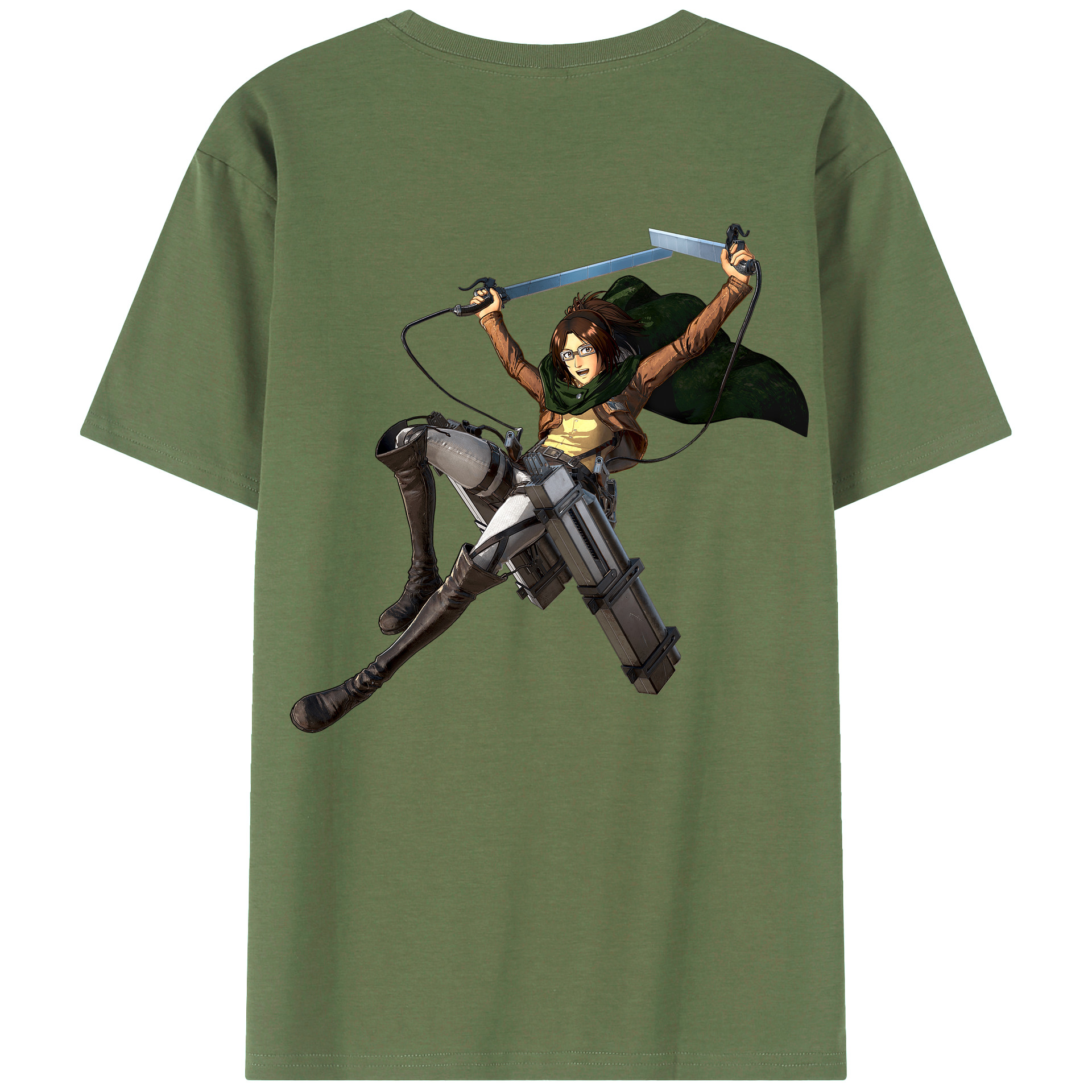 （画像用） 進撃の巨人 ハンジ·ゾエ Attack on Titan Hanji Zoe 綿100％ メンズ半袖Tシャツ（バックプリント） 通気性